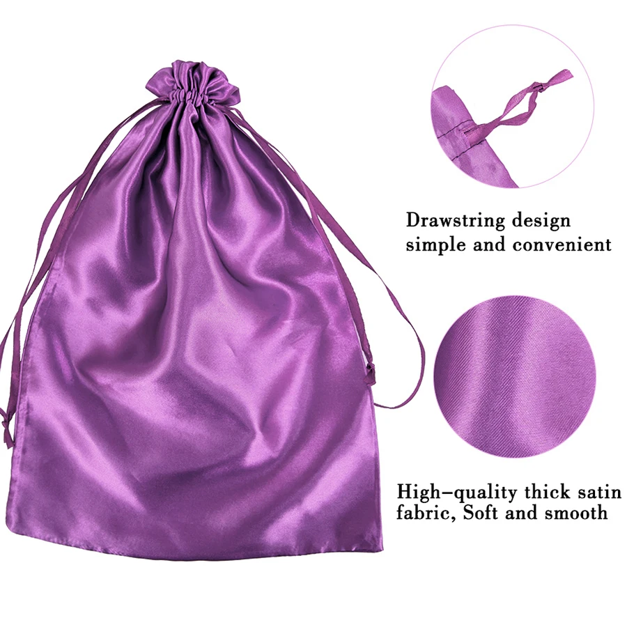 Custom Satin Bags Silk Large Satin Drawstring Bag For Hair Bundles