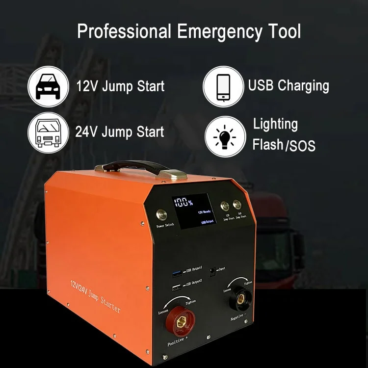 Супер большой емкости профессиональный портативный аварийный инструмент бустер автомобильное зарядное устройство для грузовика стартер 12 в 24 В