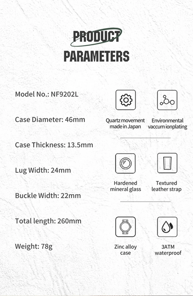 NAVIFORCE Brand 9202L Sports Watch Men Fashion Casual Quartz Wristwatch Male Date Waterproof Leather Analog Clock