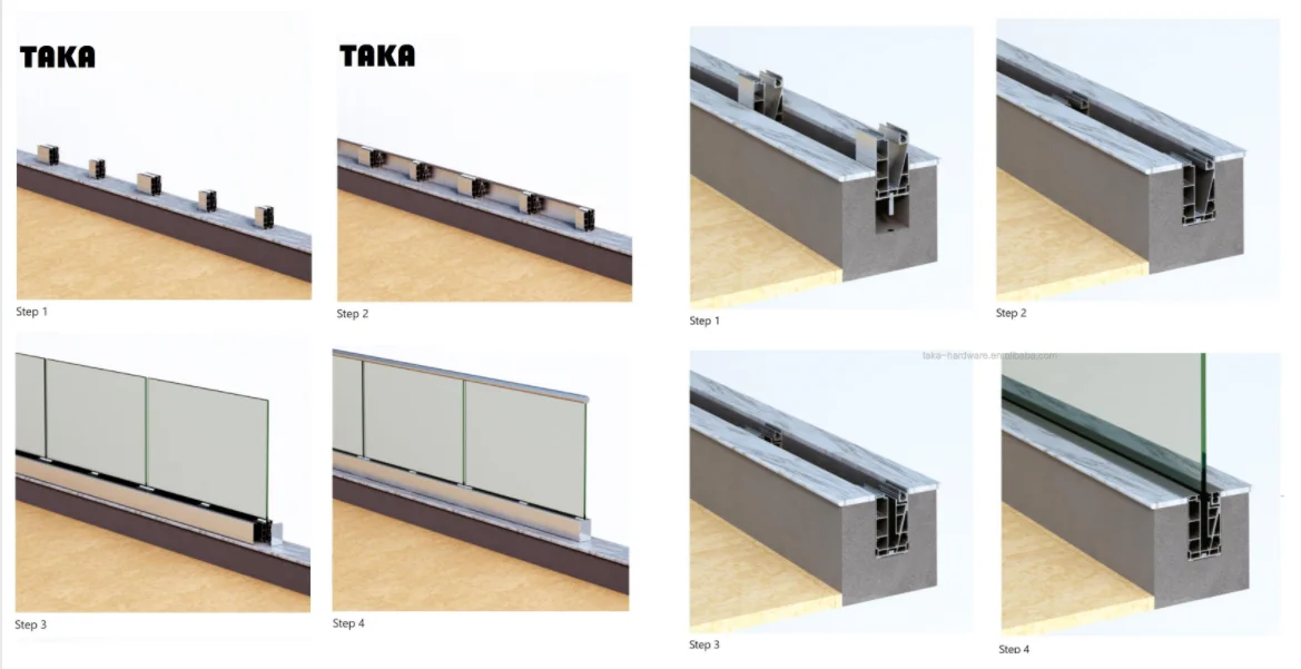 Aluminum U Channel Railing for Deck Balcony or Staircase Glass Railing ...