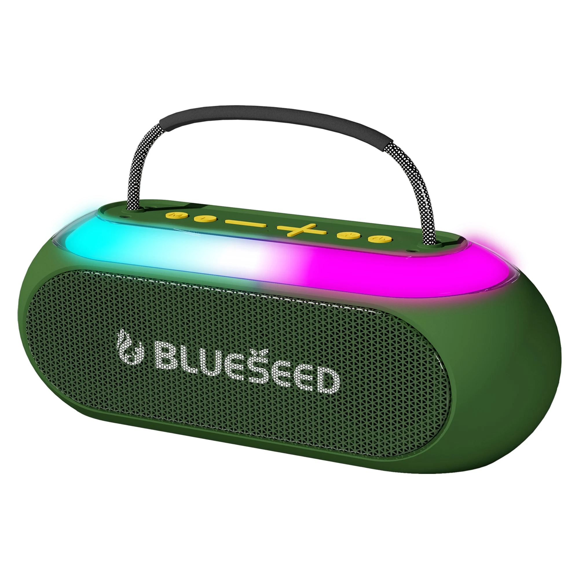 Mini Portable RGB LED Audio Player with Aux Cable Home Theatre Mobile Phone Speaker Battery Operated Parties Events Made Plastic
