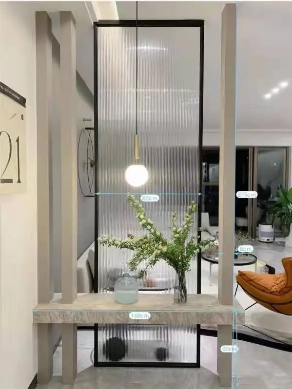 Modern Style Living Room Partition Divider Glass Inlaid Screen