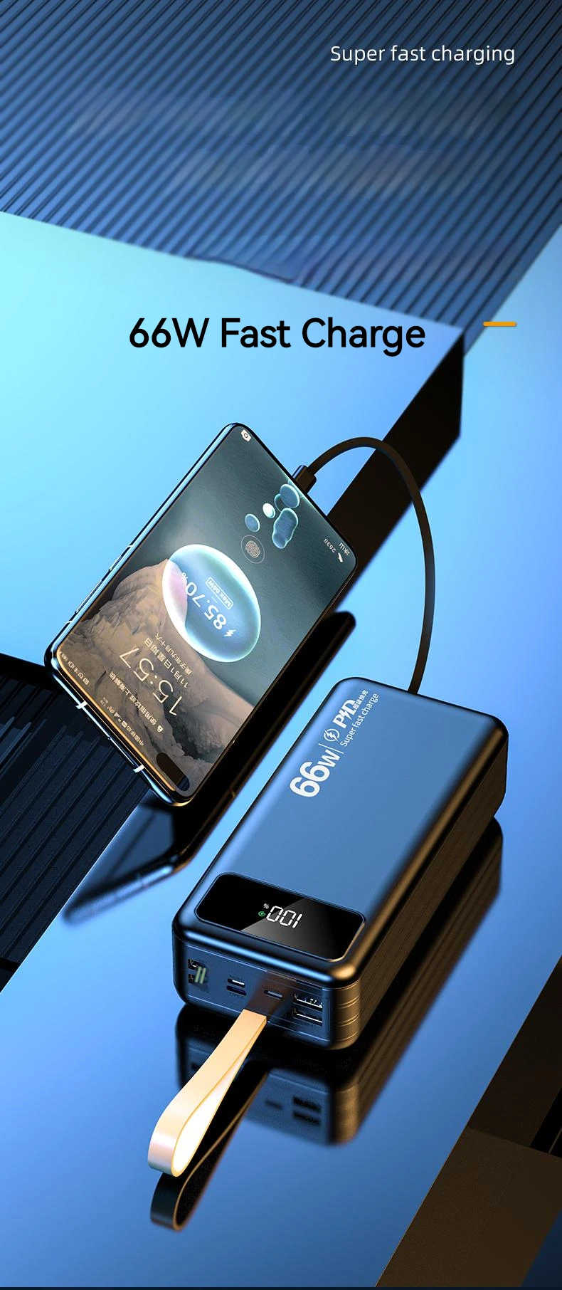 Pd66w Super Fast Charging 100000mah Powerbank With Charging Cable High