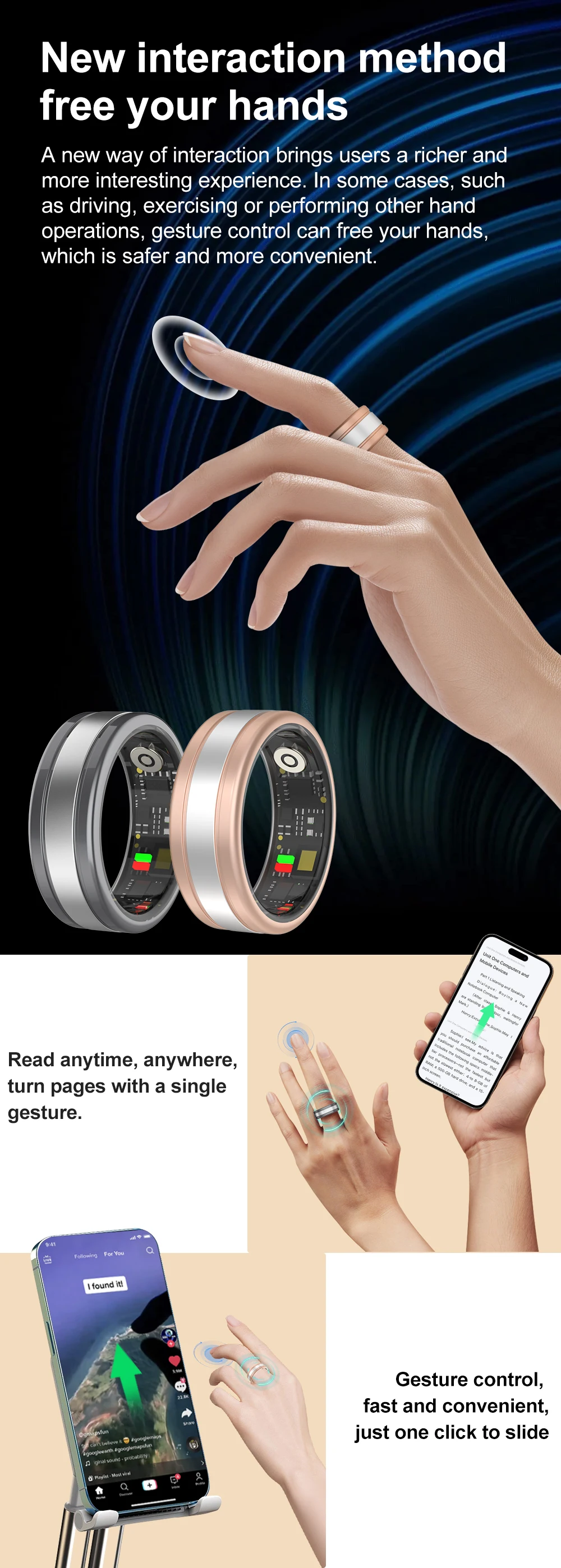 Welcome OEM Order, Factory Whole Selling R18 Smart Rings Take Photos Heart Rate Blood Pressure Blood Oxygen Sleep Health Monitoring Smart Wearable Ring - Buy R18 Smart Rings smart Wearable Ring health Smart Rings
