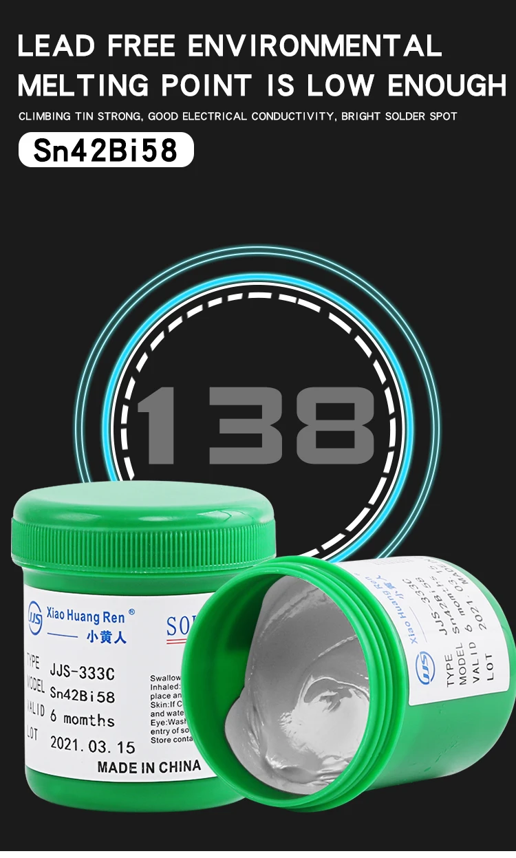 Smt Solder Paste Tin Bismuth Solder Sn42bi58 Tin Solder Paste 500g