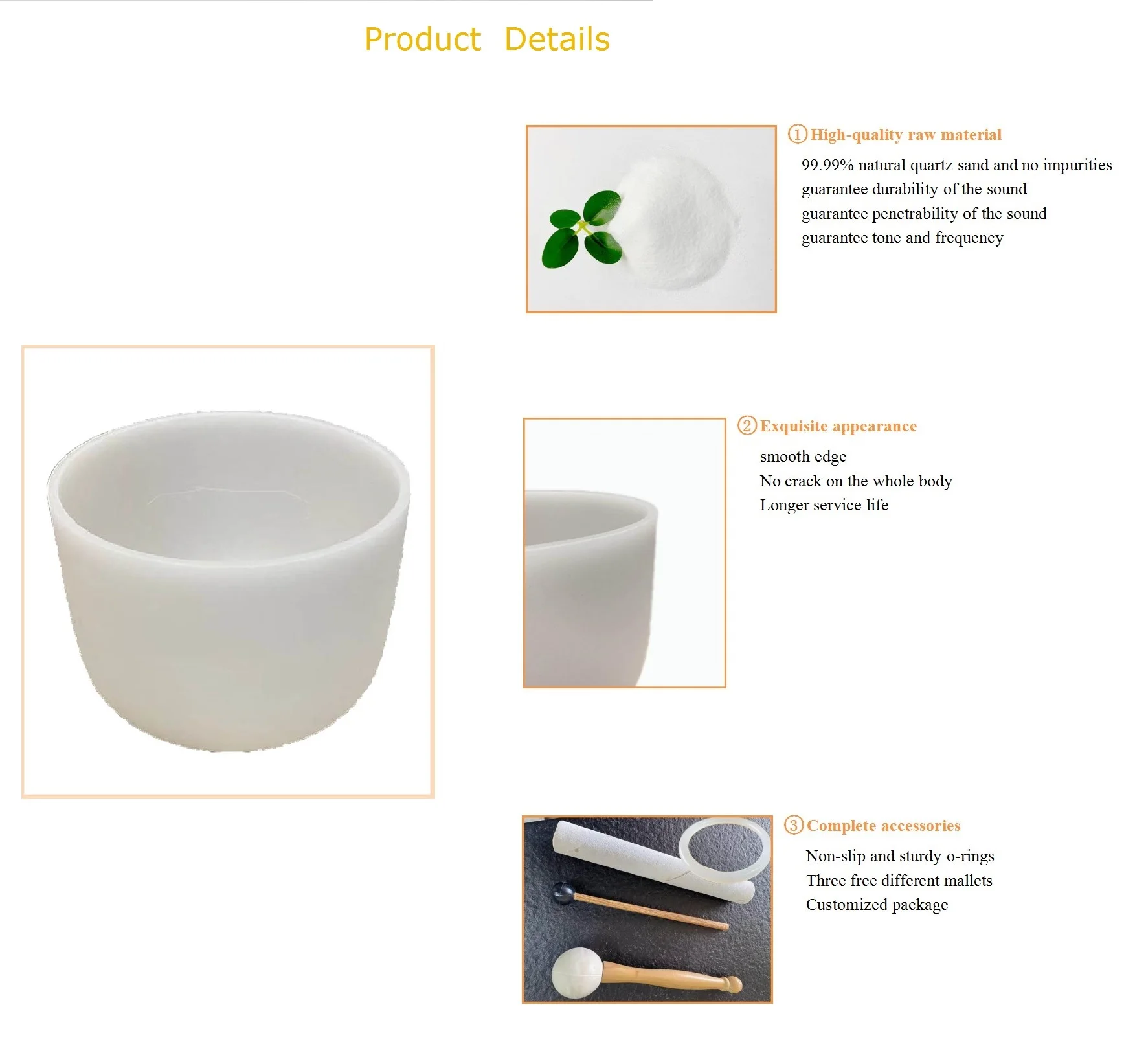 Top Quality 8-14 Set Frosted Quartz Singing Bowl with mallet and carring bags 9