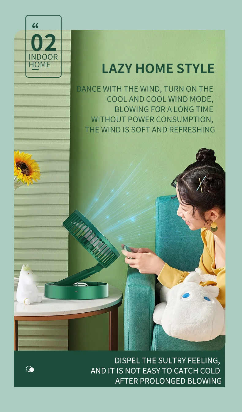 Usb Foldable Rechargeable Telescopic Mini Desktop Air Fan 3 in 1 Camping Portable Battery Fan