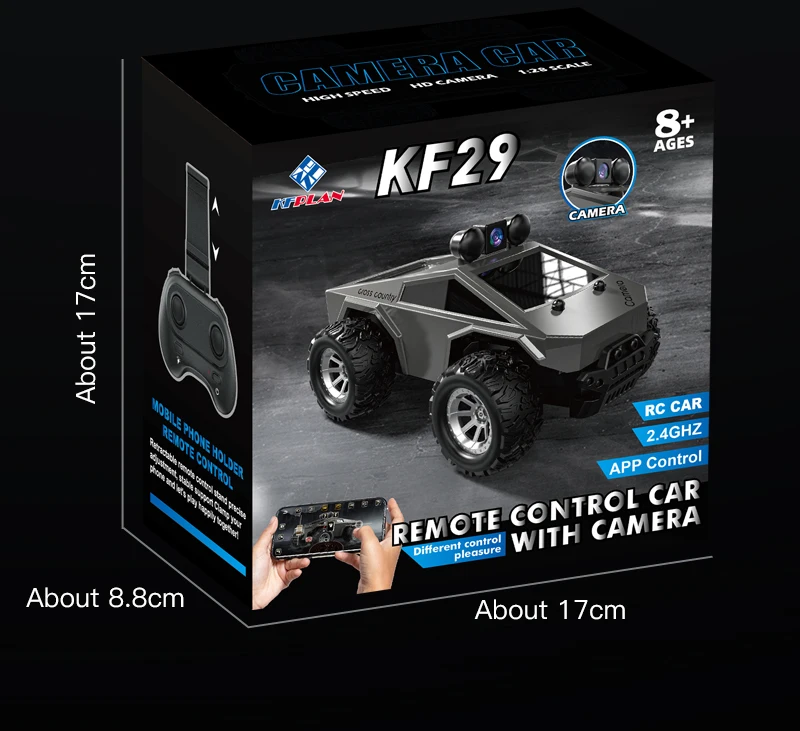 New Arrival HOSHI KF29 RC Car 1/28 Scale Mini Cyber Truck Toy Small Car with FPV Camera Remote Control Car Toys for Boys