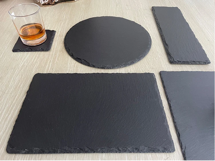 hot sale  wholesale USA UK Europe western-style food  black slate plate placemat  platter cheese board