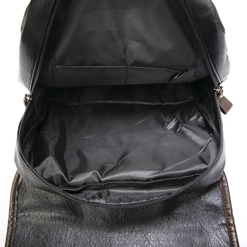 16.5-Inch Fashion PU Leather Laptop Backpack Men Retro Schoolbag Large Capacity Books Waterproof Mochilas Patchwork Teenagers