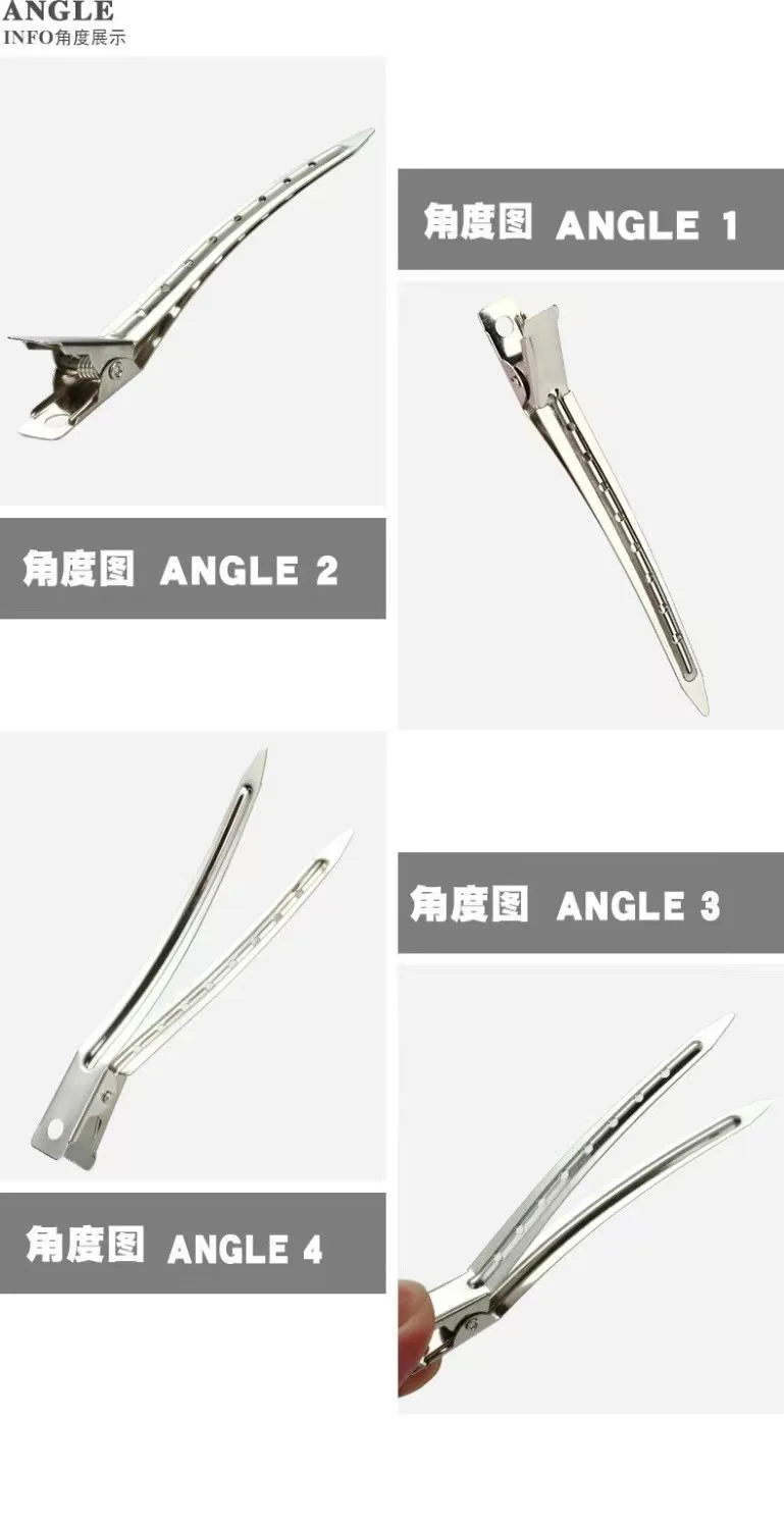 Wholesale Custom 12Pcs/Bag No Trace Salon Hair Clip Metal Duckbill Clip Sectioning Hair Clips with Hole