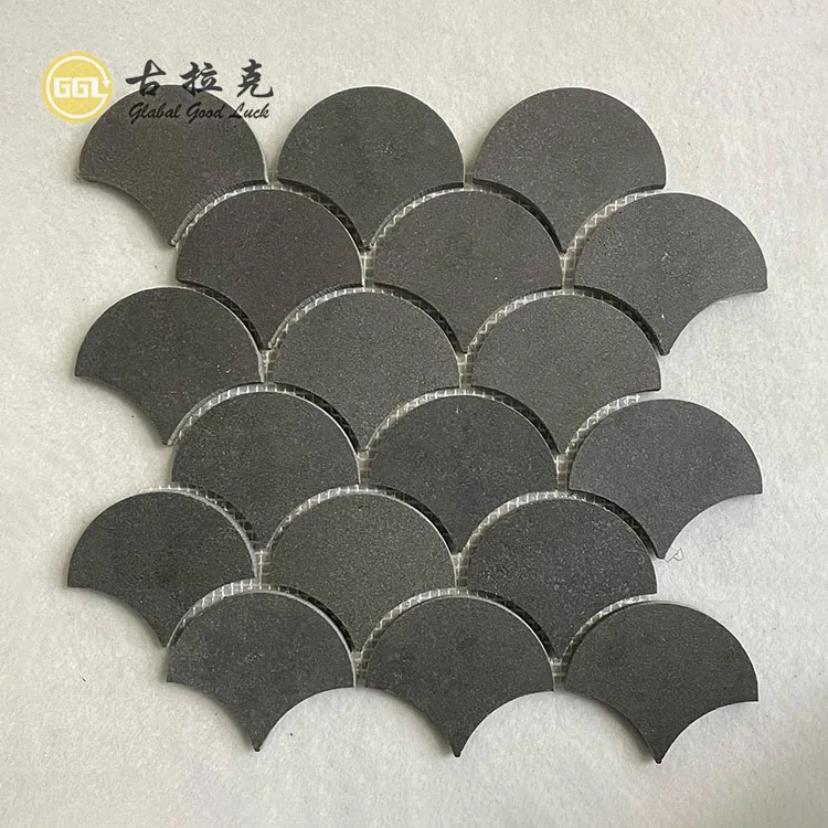 wholesale price shape customization black basalt marble mosaic tile for bathroom wall manufacture