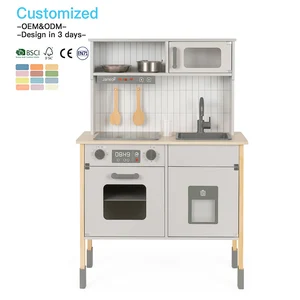EDULAND CPC CE Wooden Pretend Play Kitchen Set Early Educational Simulation Cooking Toy OEM/ODM for Wholesalers Supermarkets