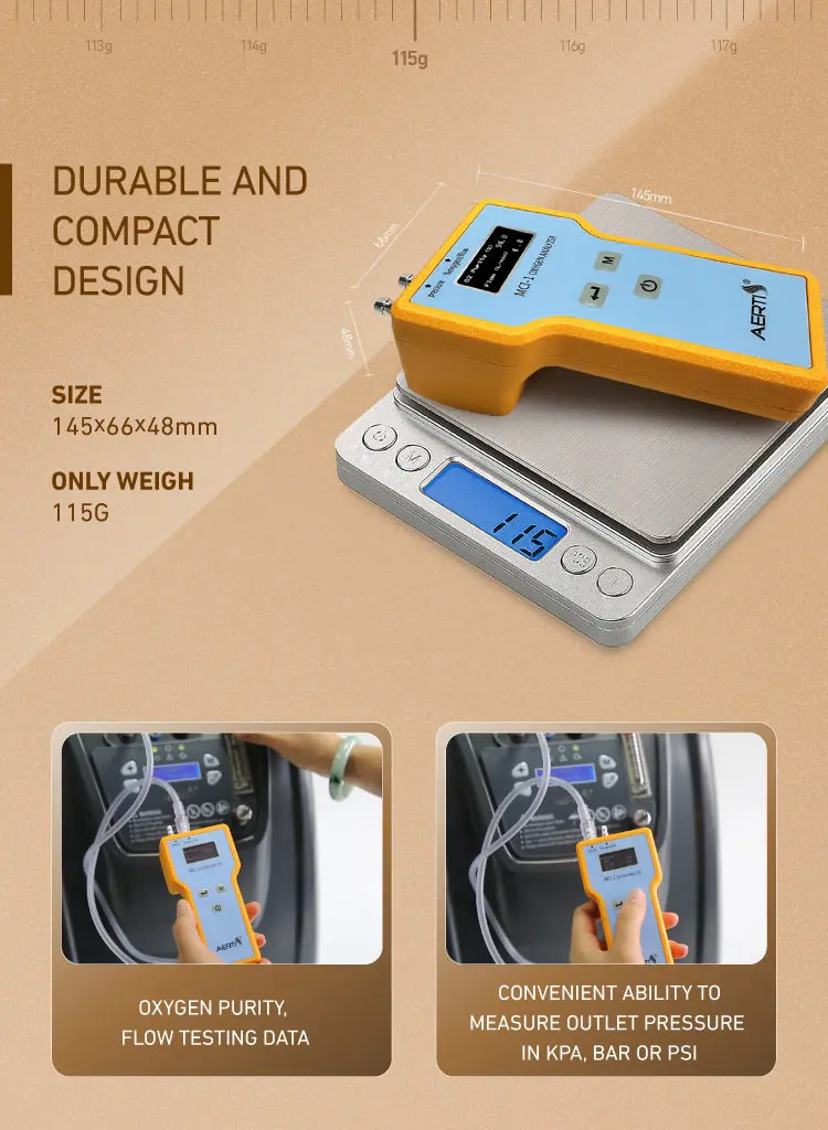 Oxygen Measuring Meter Oxygen Purity Flow Pressure Analyzer for Home ...
