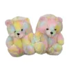 Colorful Plush Teddy Bear Slipper