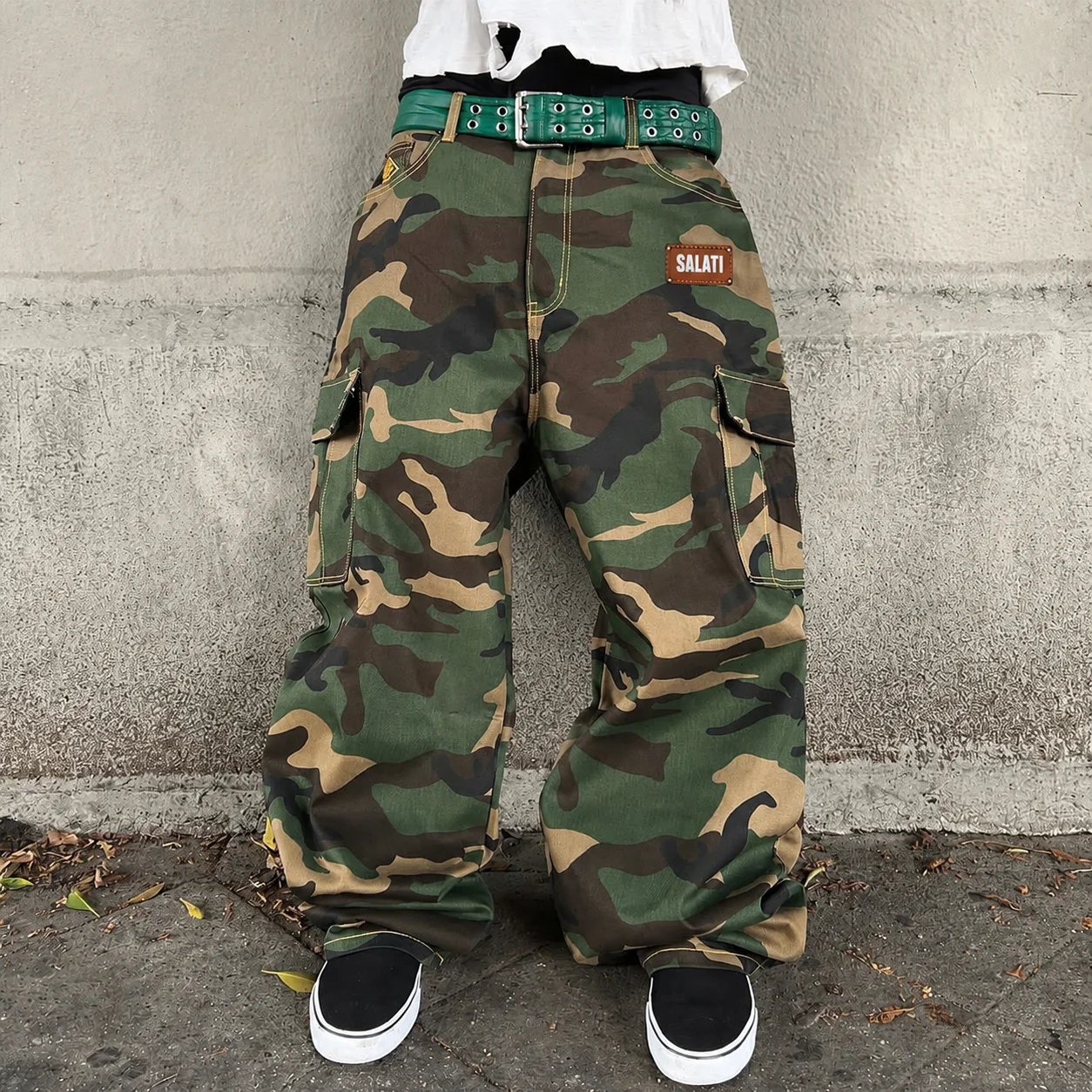 Custom Cotton Multi Pocket Street Oversized Wide Leg Streetwear Work Camo Camouflage Baggy Trousers Carpenter Cargo Pant for Men gallery 4