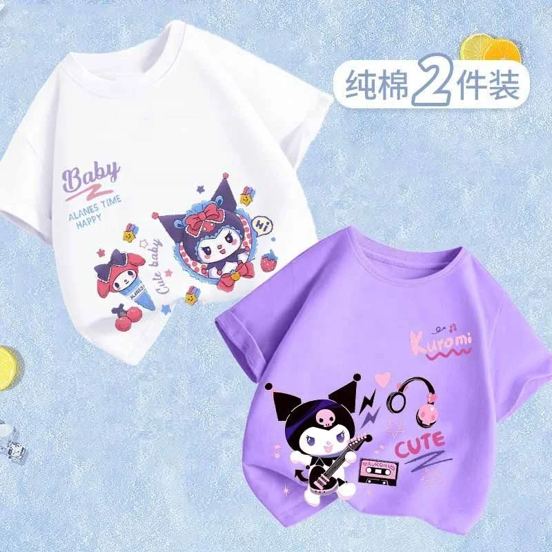 New Anime Kuromi Cartoon Melody Children T Shirt Sanrio Cartoons Casual ...