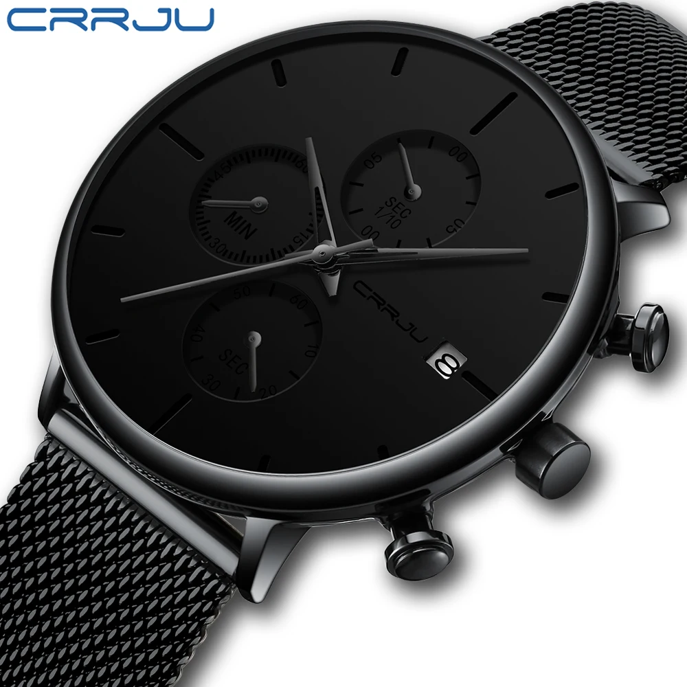 stainless steel montre crrju prix Montre-bracelet à quartz pour homme Crrju 2268, montre de luxe pour homme,  mode, étanche ATM, montres en maille