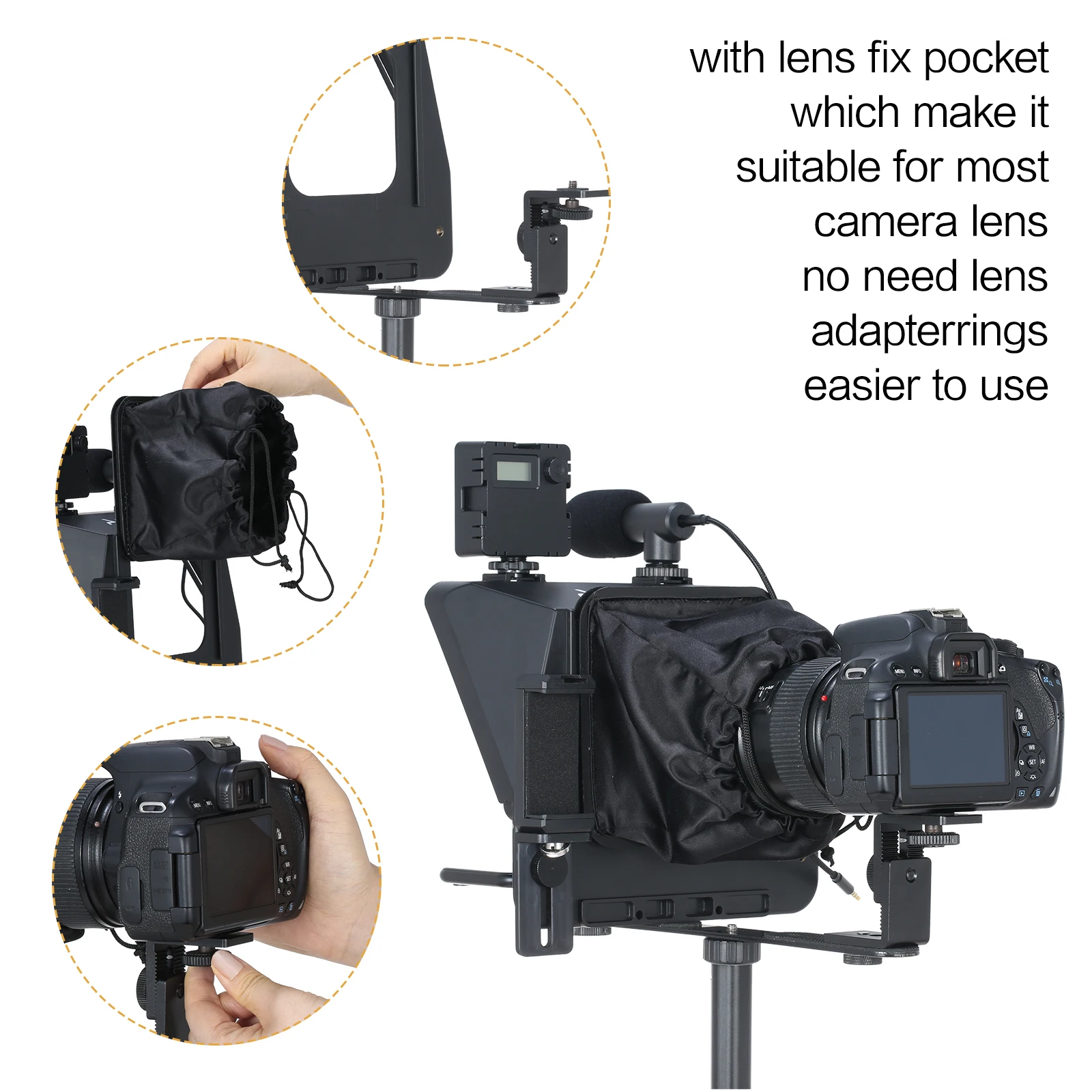 Andoer A10 Portable Teleprompter Prompter with Phone Holder Remote Control for Smartphone DSLR Camera