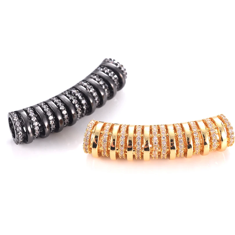 100pcs Cuivre Incurvé Rond Tube Spacer Beads For À faire soi-même Chock Collier Bracelet 
