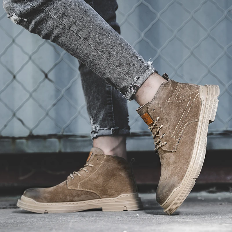 New Design Fancy Men Suede Ankle Boots Leather Lace Up Shoes