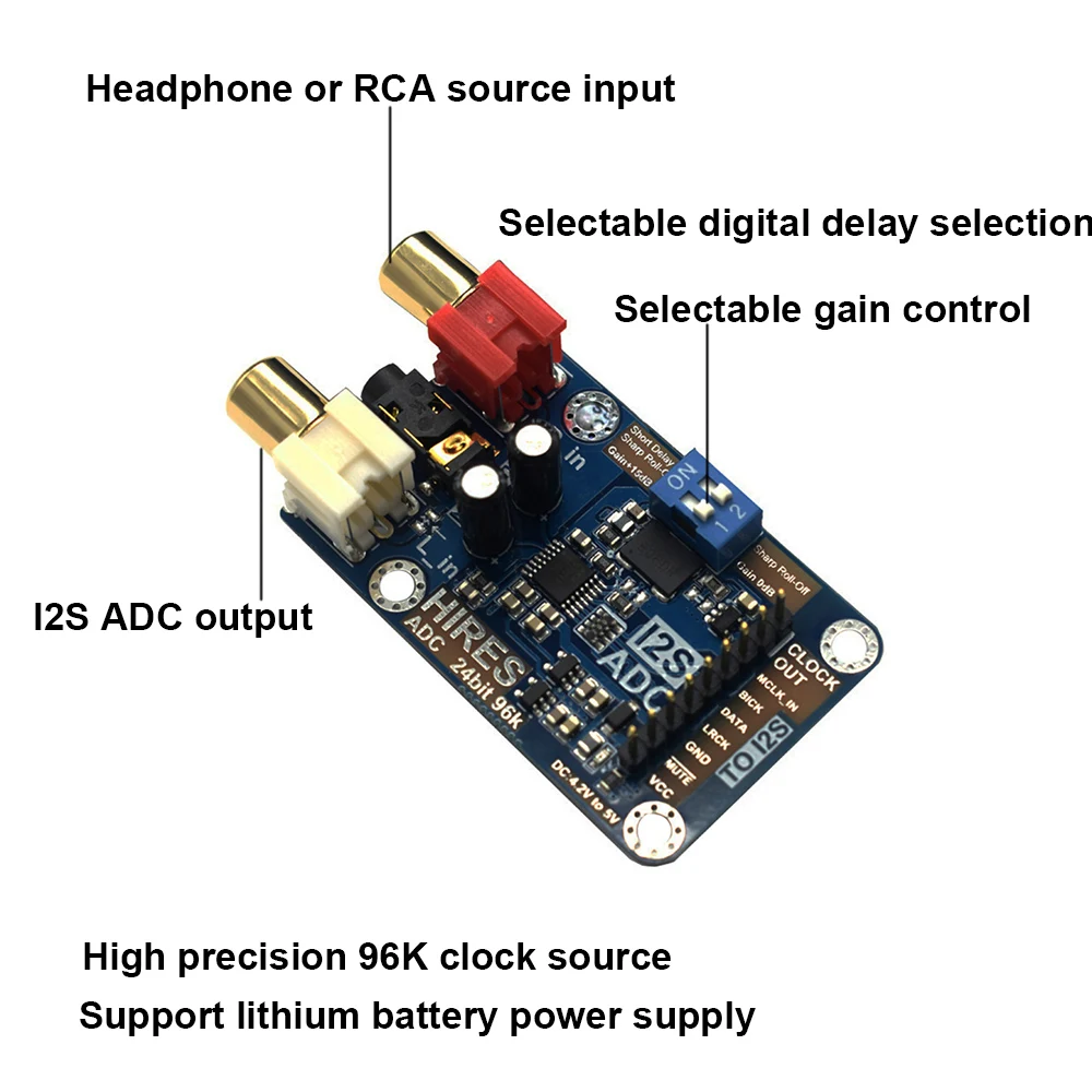 Lossless Digital Audio I2S ADC Decoder Support 24bit 96K I2S Signal Output