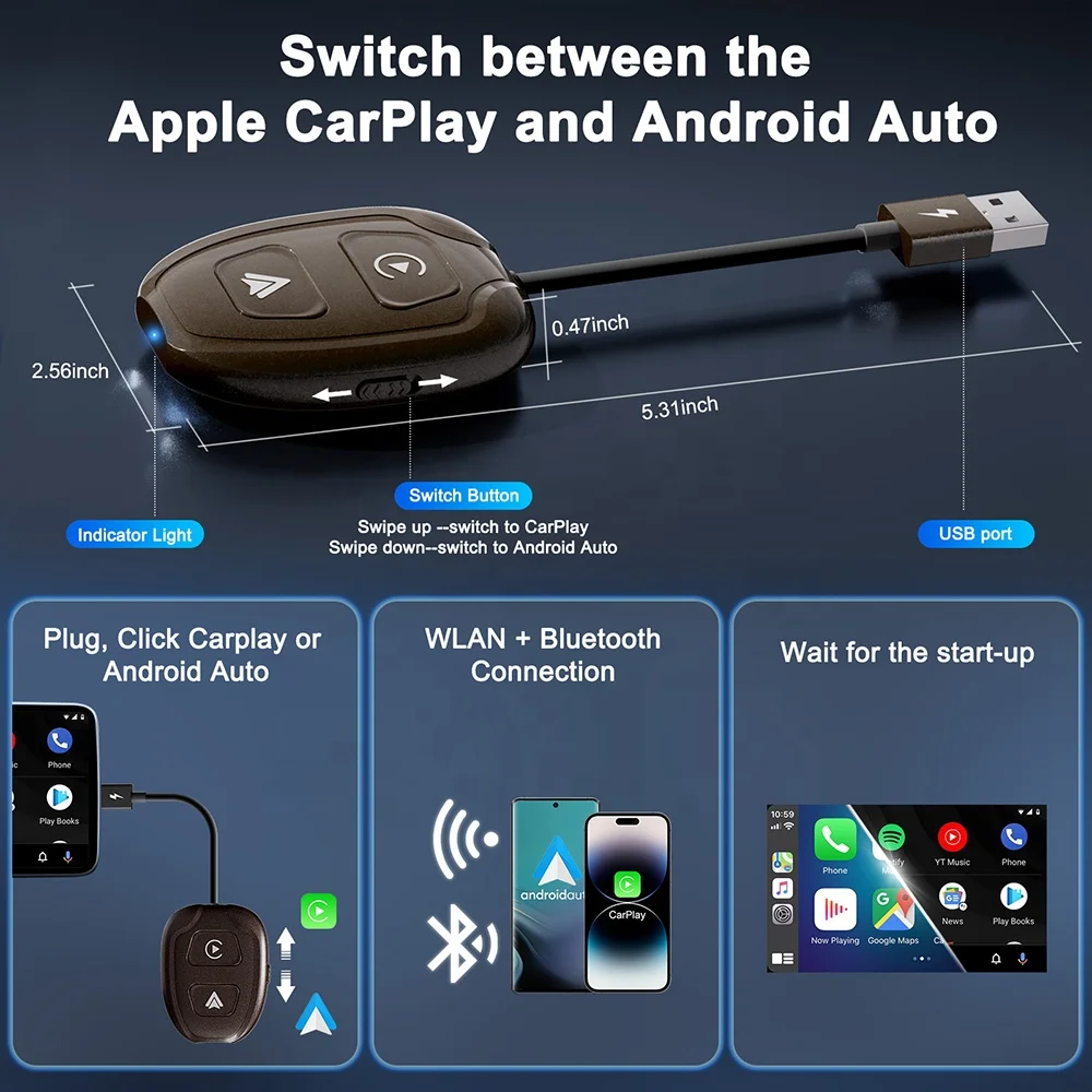 Wireless Carplay Adapter Apple Carplay Android Auto Wireless Adapter ...