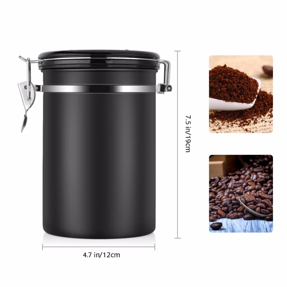 Stainless Steel Airtight Coffee Container Storage Canister Set Coffee jar  Canister With Scoop For Coffee Beans Tea 1.5L/1.8L