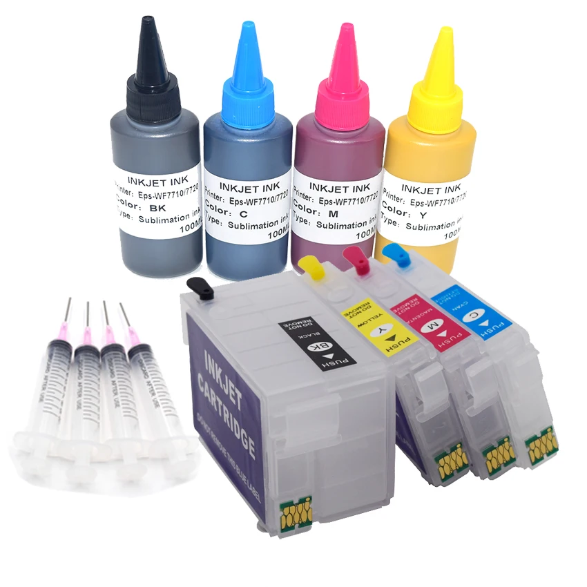T252XL 252xl Refillable Ink Cartridge with dye sublimation ink For Epson WF-7710 WF-7720 WF-7210 WF-7220 WF2750 WF3640 Printers