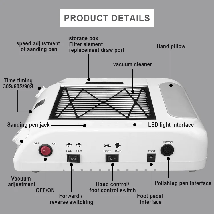 AT-NM-015 Light therapy machine polishing vacuum cleaner lighting storage box hand pillow integrated machine details