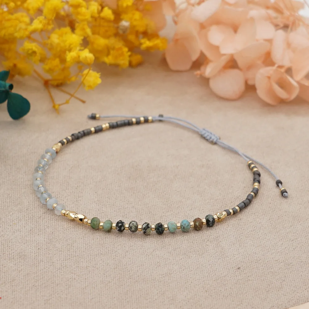 Hot Selling Miyuki Seed Beads Bracelet Simple Natural Gemstones Adjustable Bracelet Bohemian Handmade Beaded Bracelet for Women