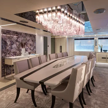 Nordic Creativity Art square glass tube ceiling light villa dining room luxury custom rectangular glass chandelier