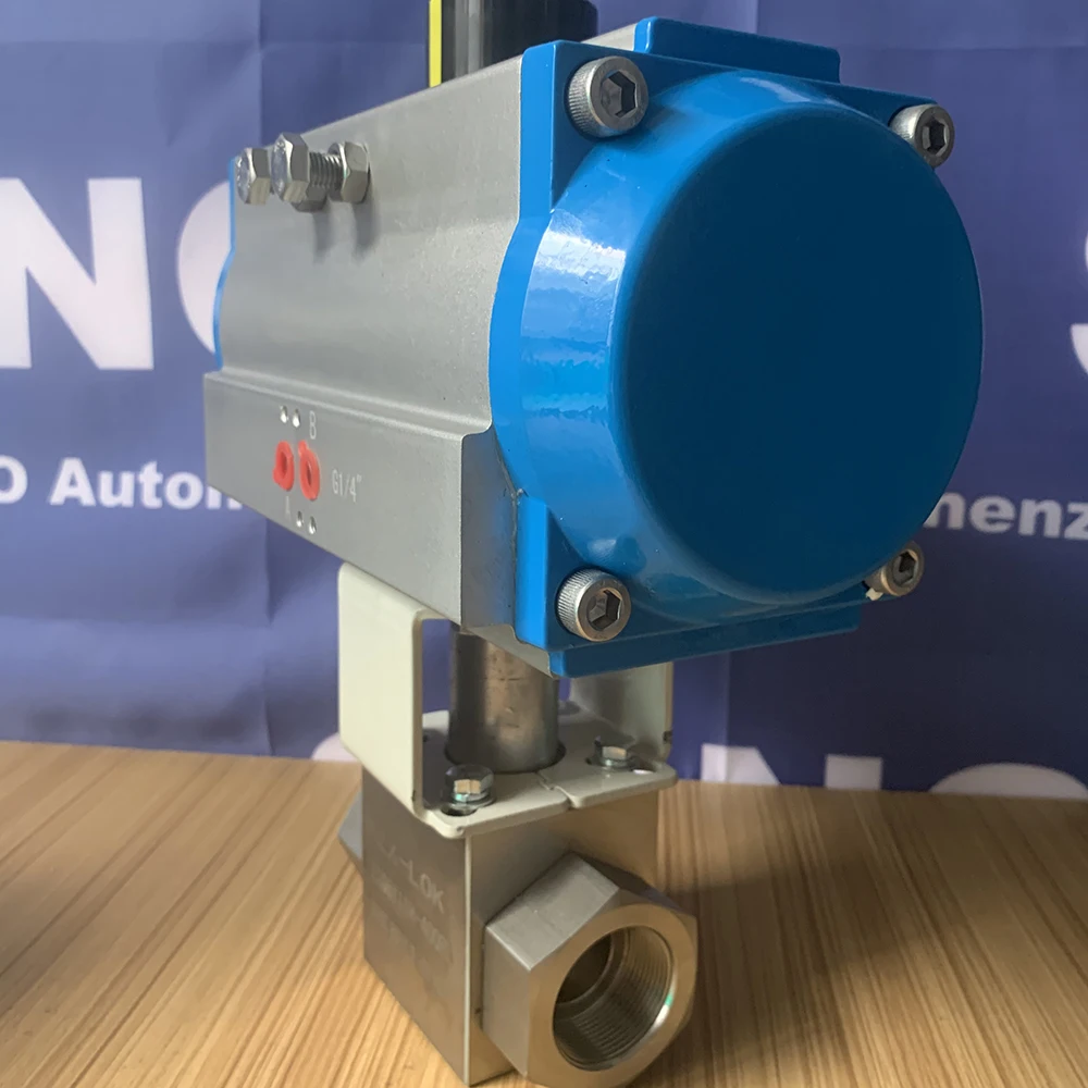 DN50 40Mpa кованые из нержавеющей стали 316 5000 фунтов/кв. дюйм высокое давление Гидравлический пневматический привод с 2 Путевым ПВХ шаровой клапан с пневматическим приводом