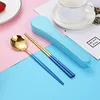 Two-Piece Set Spoon Chopsticks-Blue Gold
