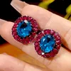 Black gold Blue pointed crystal ear studs