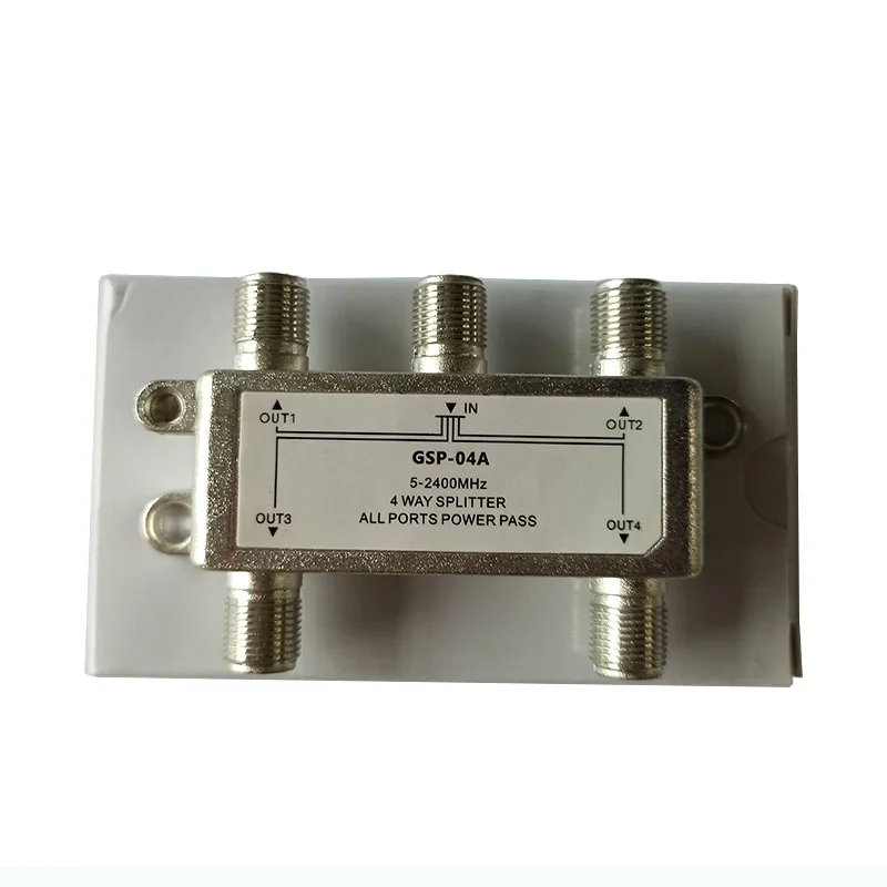 High Speed Internet GE Digital 4-Way Coaxial Cable Splitter 5-2500 MHz RG6 Compatible Works with HD TV Satellite
