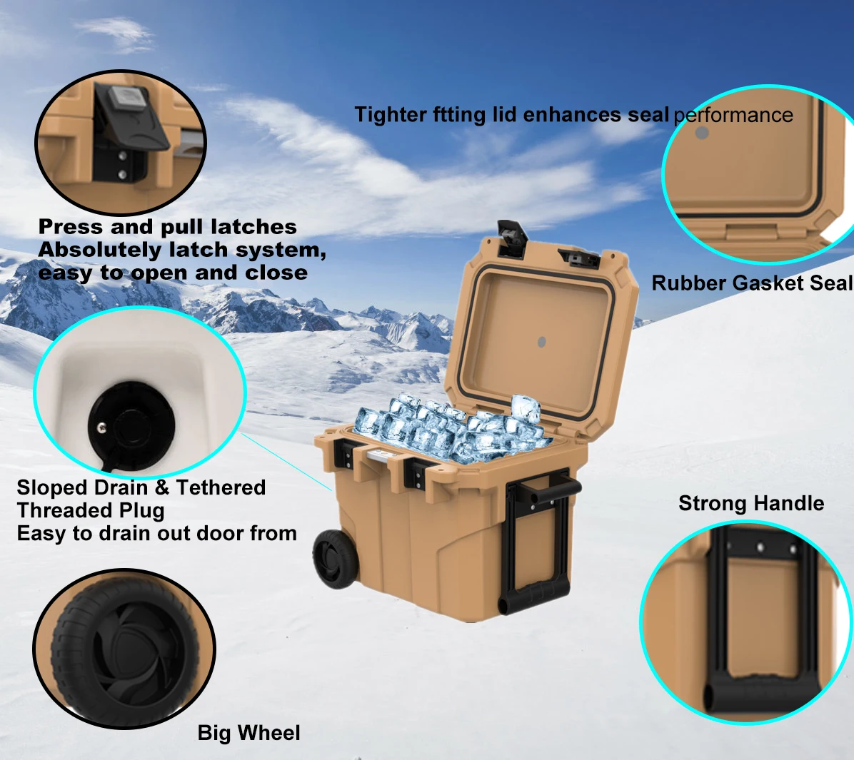 Tsunami Outdoor 45l Rotomolded Cooler Box Waterproof Fish Cooler Box