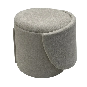 Fabric Storage Seat Home Space Saving Ottoman Stool with backrest