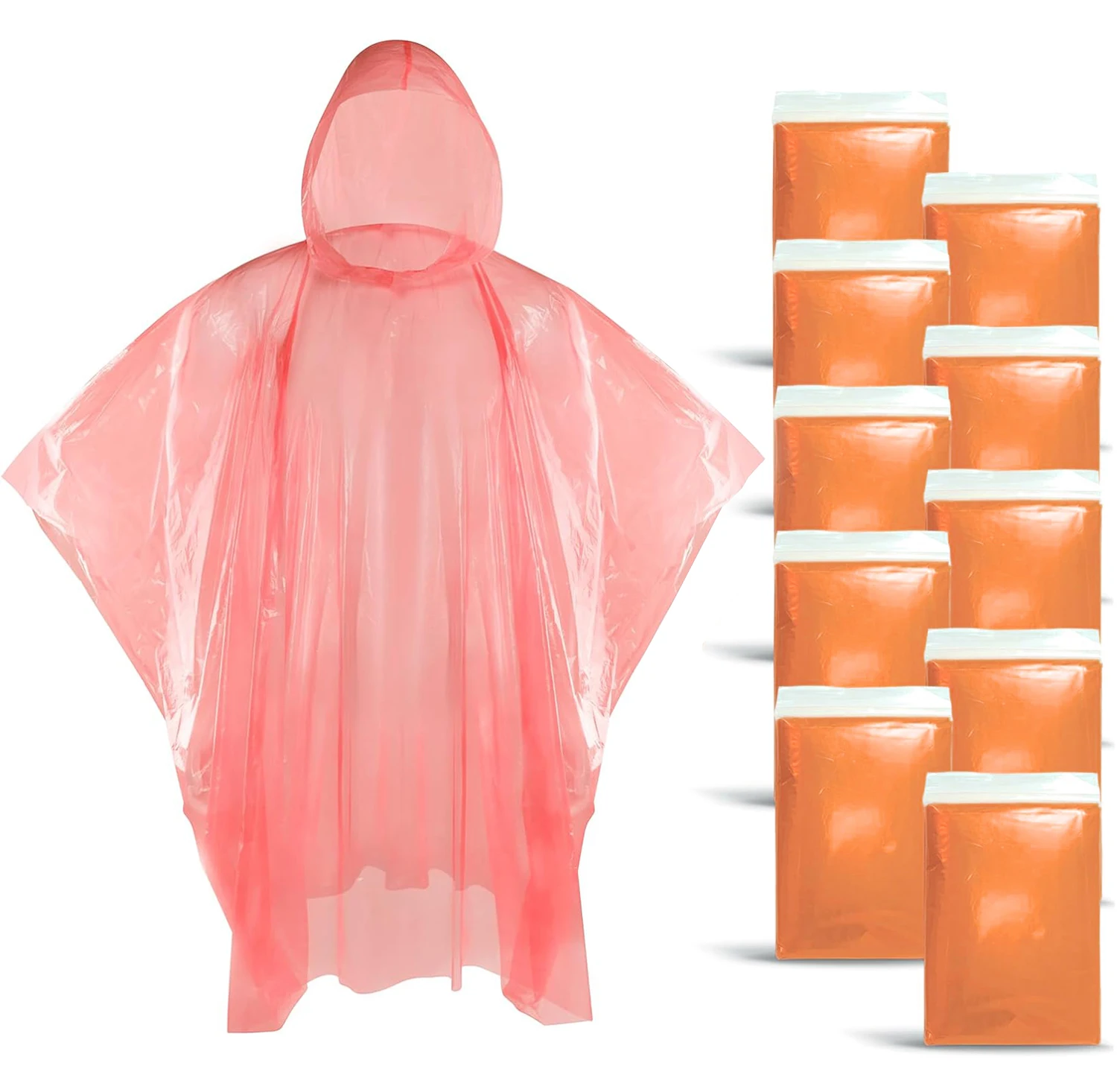 One Time Outdoors Use Emergency Plastic Poncho Rain Coat Waterproof Portable Raincoat