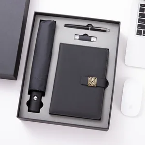 Corporate Gifts Souvenir for Guests Custom logo Notebook Diary with Pen and Customize Umbrella and USB Sets