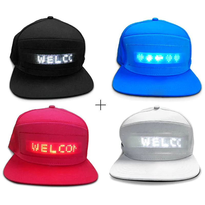 WLDOCA Casquette de baseball Bluetooth LED RVB programmable avec affichage de message pour la course, la pêche, la fête, etc