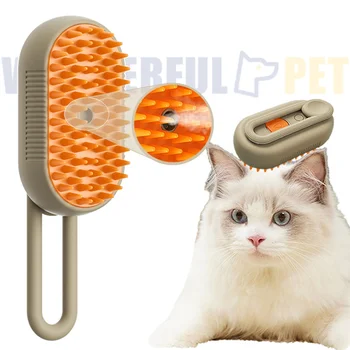 Dog Cat Steamy Brush 3 In 1 Portable Pet Hair Removal Cleaning Massage Brush Dog Cat Steam Spray Brush Pet Grooming Products