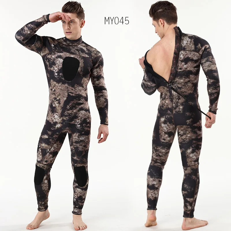 3mm Neoprene Camouflage full bodysuit Wetsuit diving suit Warm Zipper watersuit 