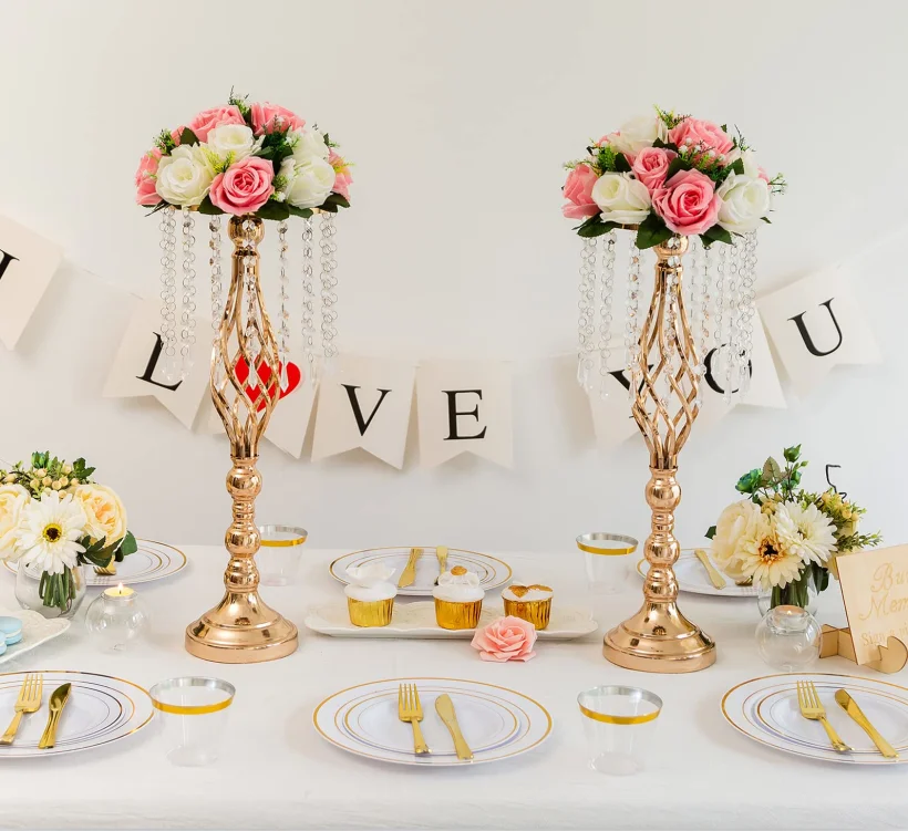 Metal Gold Wedding Centerpieces Table Decorations Flower Stand Vases