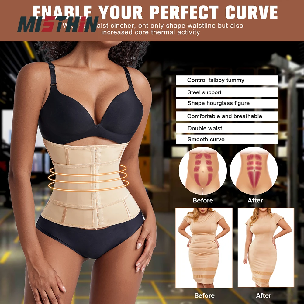 Custom Full Body Waist Cinchers Women Double Belt Trimmer Corset Enhance Waist Trainer Shaperwear Shaping Tummy Control Shaper