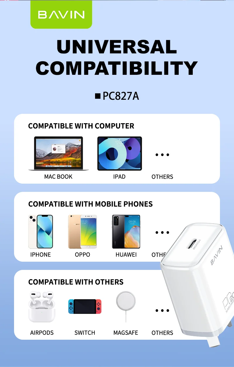 Bavin Au Plug Pd 20w Adaptive Fast Charge Original Type C Lightnings