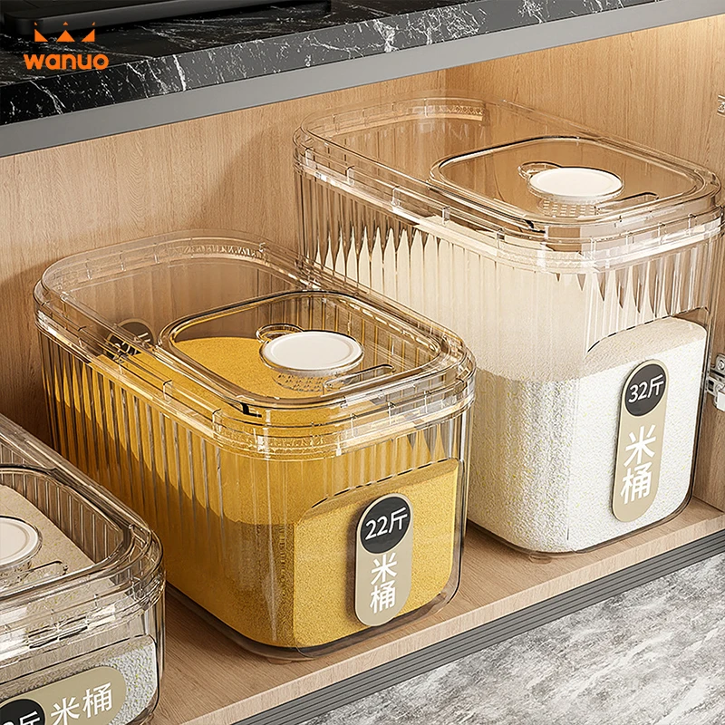 Wanuo Kolayca Çekme Kapağıyla Pirinç Saklama Kabı 16 kg Kapasiteli Pirinç Kutusu Görülebilir Kalan Miktar ile