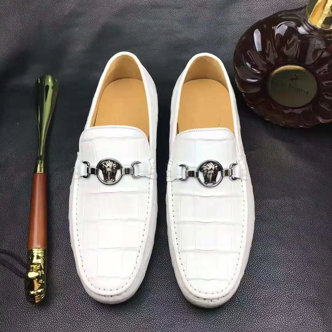 Source Fashion white genuine crocodile leather Men's Dress shoes loafer  high end handmade custom wedding shoes men on m.