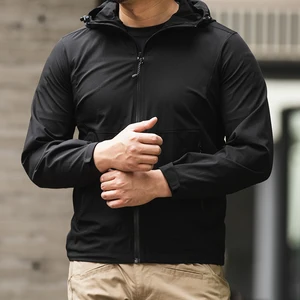 Huanlong Men's Waterproof Quick Dry Breathable Summer Slim Hooded Bomber Jacket Formal Stand Collar Thin Thickness OEM Service