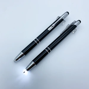 High Quality Metal Light Pen Multi Function Metal Ball Pen with Custom logo Click Metal Ballpoint Pen with Touch Screen